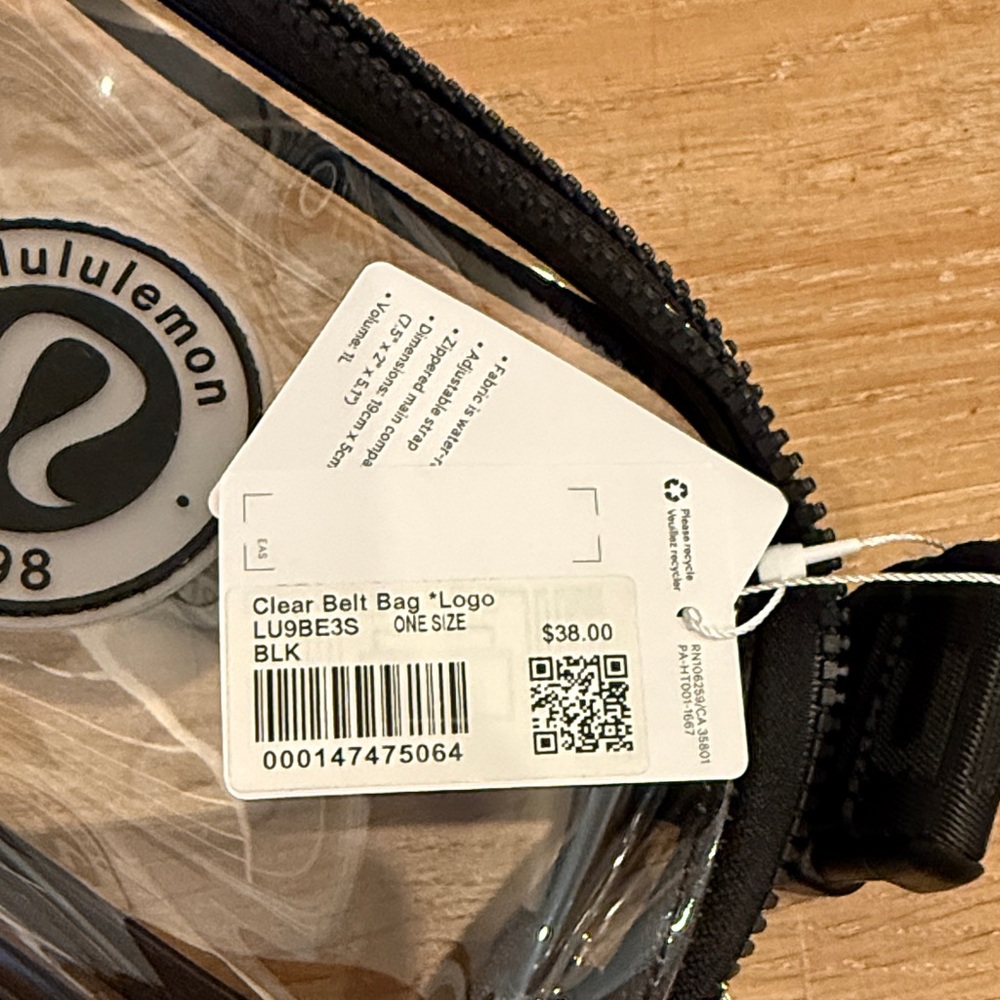 New- lululemon athletica Clear Black Crossbody Bag - Picture 2 of 2